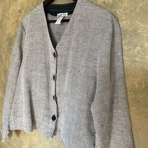 Vintage 100% Linen Metallic Jacket | Lisbeth Oslo | Gold Tweed Boxy Fit | L
